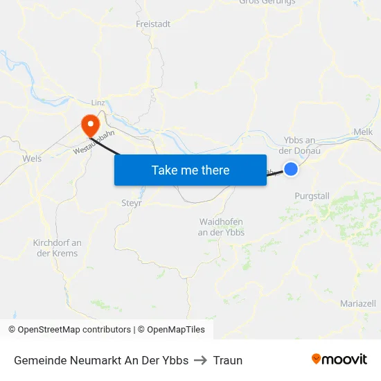 Gemeinde Neumarkt An Der Ybbs to Traun map