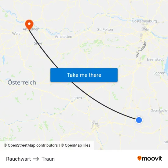 Rauchwart to Traun map