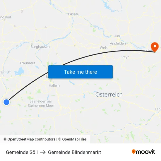 Gemeinde Söll to Gemeinde Blindenmarkt map