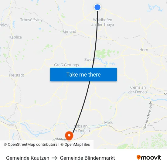 Gemeinde Kautzen to Gemeinde Blindenmarkt map