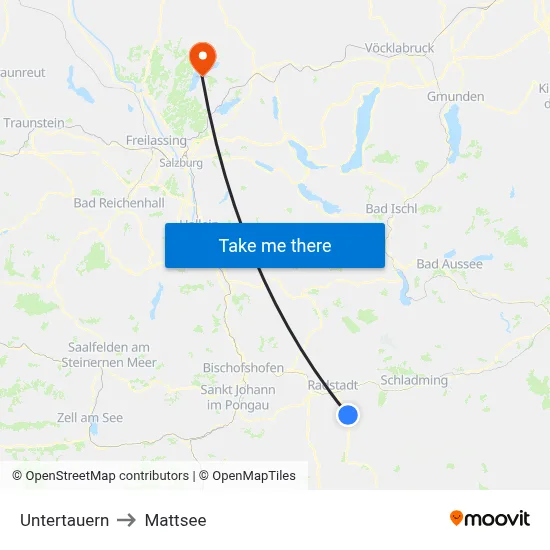 Untertauern to Mattsee map