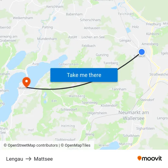 Lengau to Mattsee map