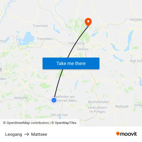 Leogang to Mattsee map