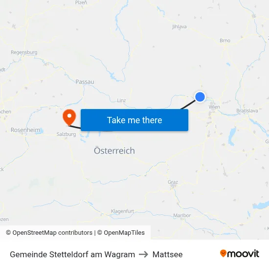 Gemeinde Stetteldorf am Wagram to Mattsee map