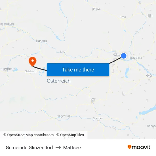 Gemeinde Glinzendorf to Mattsee map