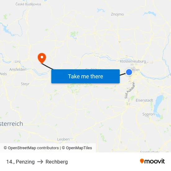 14., Penzing to Rechberg map