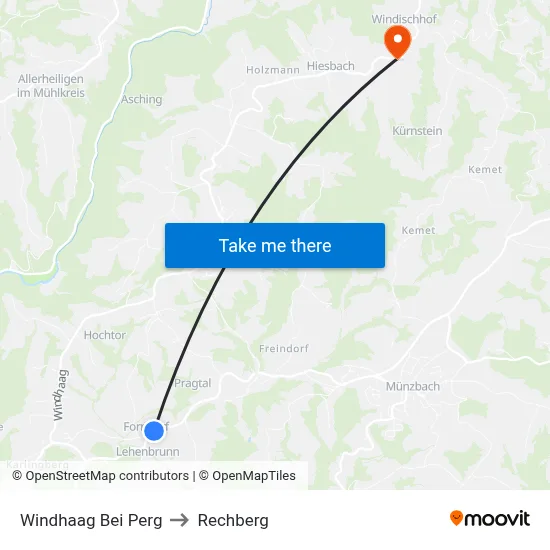 Windhaag Bei Perg to Rechberg map