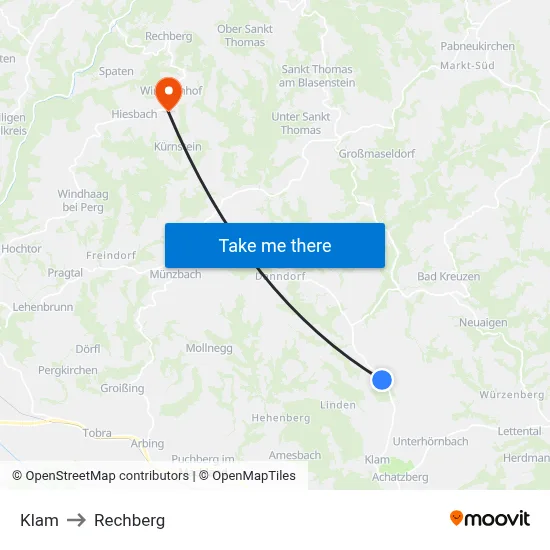 Klam to Rechberg map
