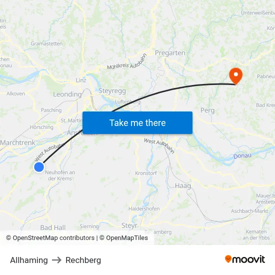 Allhaming to Rechberg map