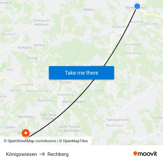 Königswiesen to Rechberg map