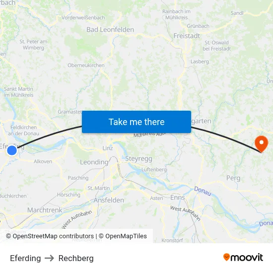 Eferding to Rechberg map
