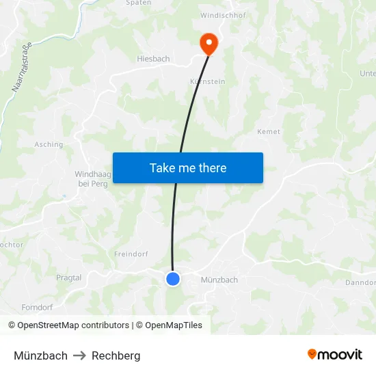 Münzbach to Rechberg map
