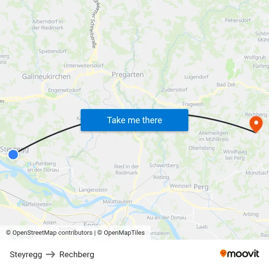 Steyregg to Rechberg map