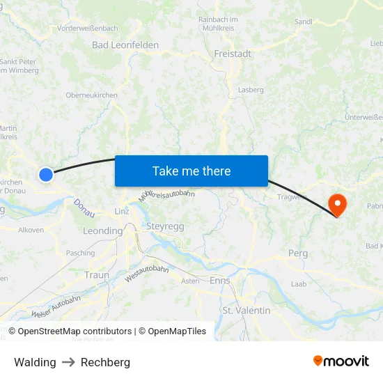 Walding to Rechberg map