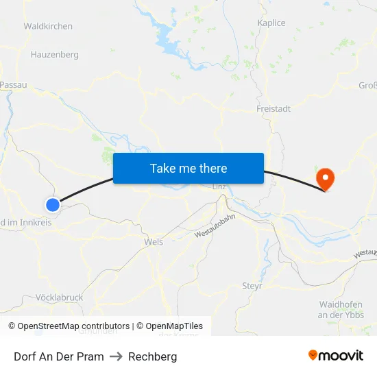 Dorf An Der Pram to Rechberg map