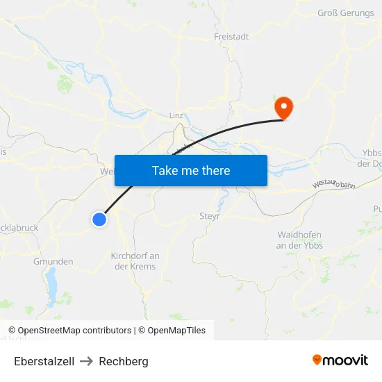 Eberstalzell to Rechberg map