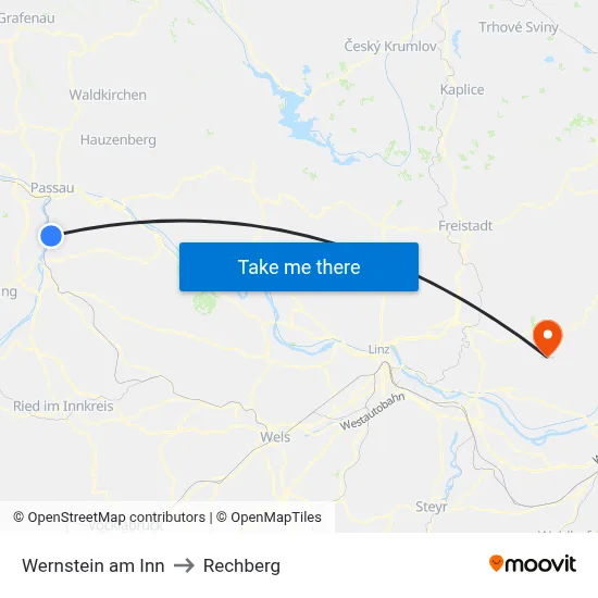 Wernstein am Inn to Rechberg map