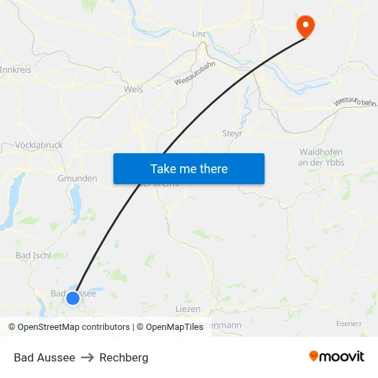 Bad Aussee to Rechberg map