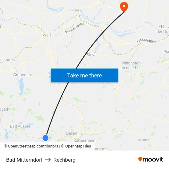 Bad Mitterndorf to Rechberg map