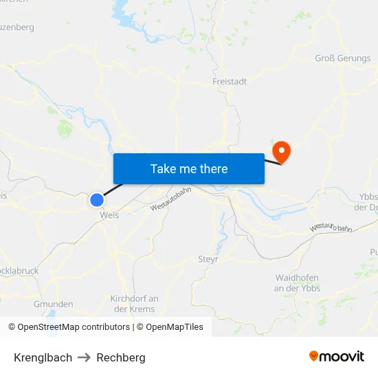 Krenglbach to Rechberg map