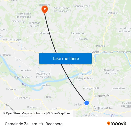 Gemeinde Zeillern to Rechberg map