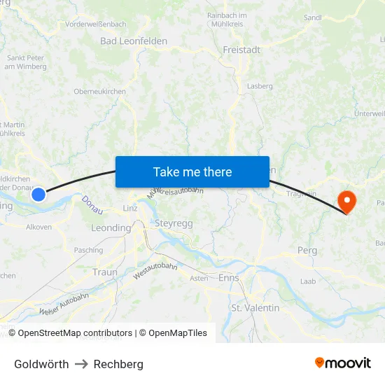 Goldwörth to Rechberg map