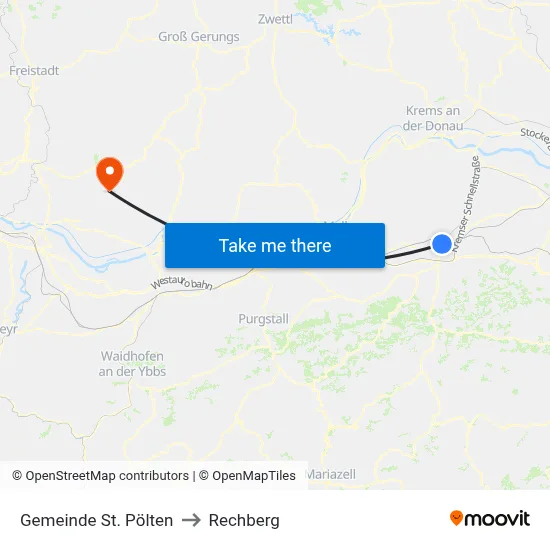 Gemeinde St. Pölten to Rechberg map