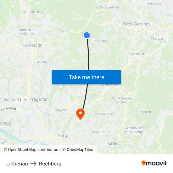 Liebenau to Rechberg map