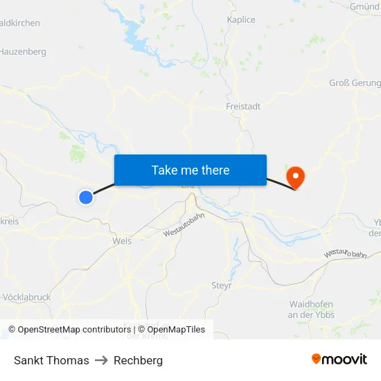 Sankt Thomas to Rechberg map