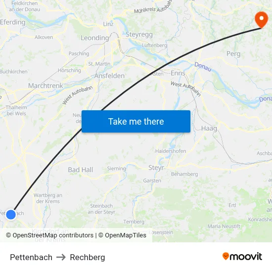 Pettenbach to Rechberg map