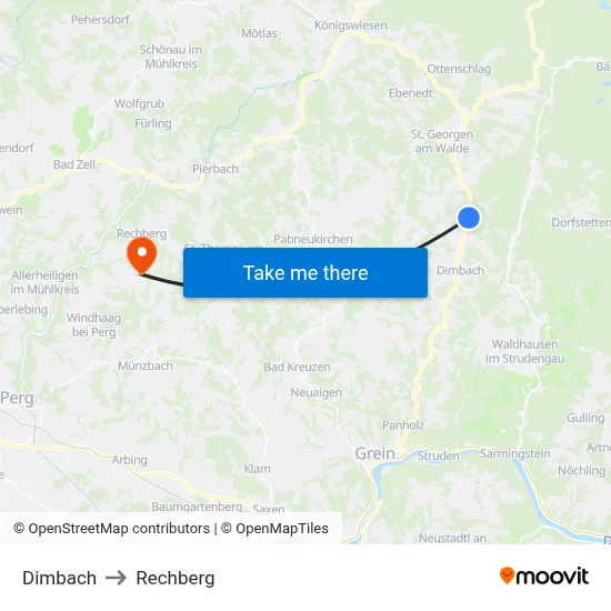 Dimbach to Rechberg map