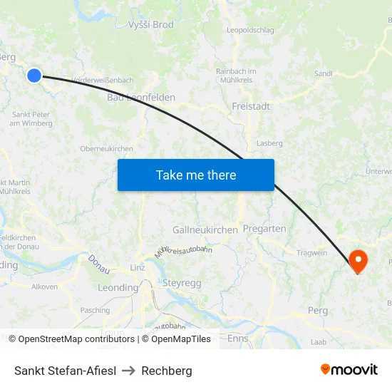Sankt Stefan-Afiesl to Rechberg map