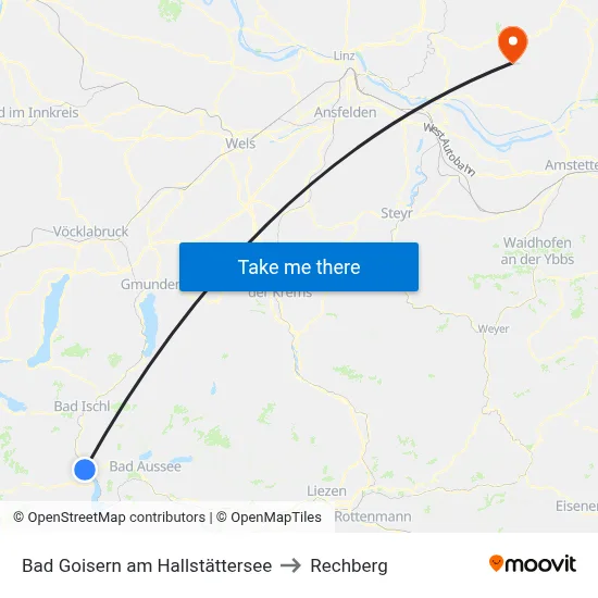 Bad Goisern am Hallstättersee to Rechberg map
