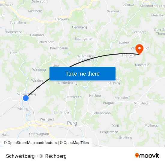 Schwertberg to Rechberg map