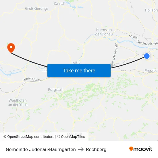 Gemeinde Judenau-Baumgarten to Rechberg map