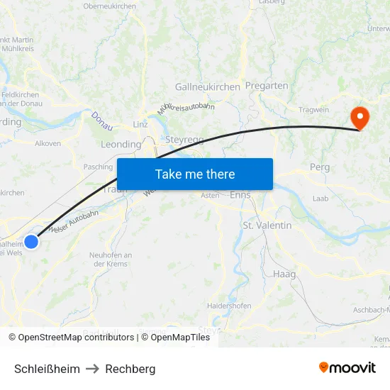 Schleißheim to Rechberg map