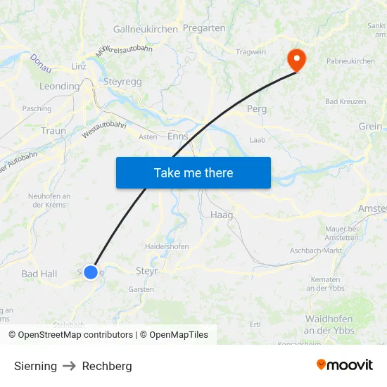 Sierning to Rechberg map