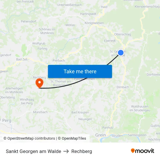 Sankt Georgen am Walde to Rechberg map