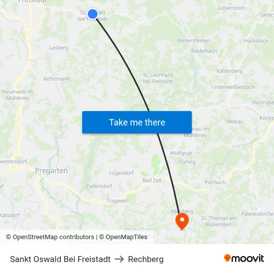 Sankt Oswald Bei Freistadt to Rechberg map