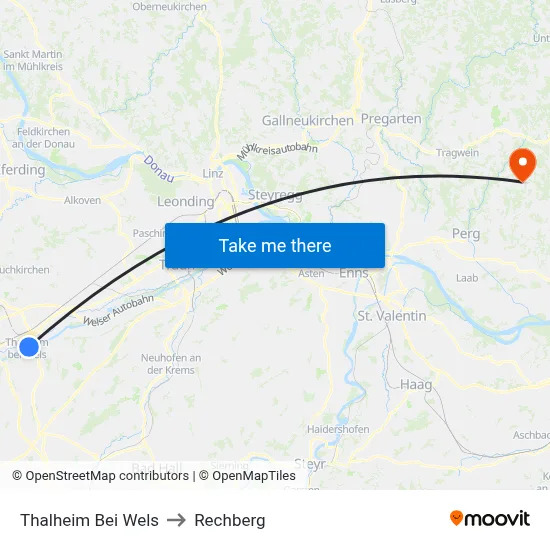 Thalheim Bei Wels to Rechberg map