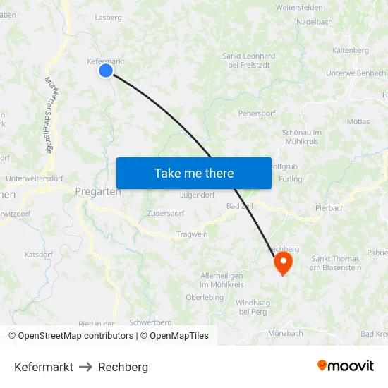 Kefermarkt to Rechberg map