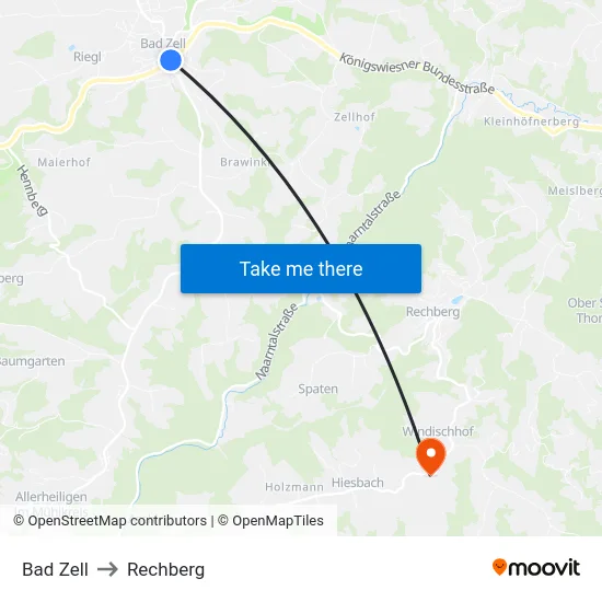 Bad Zell to Rechberg map