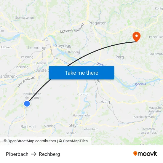 Piberbach to Rechberg map