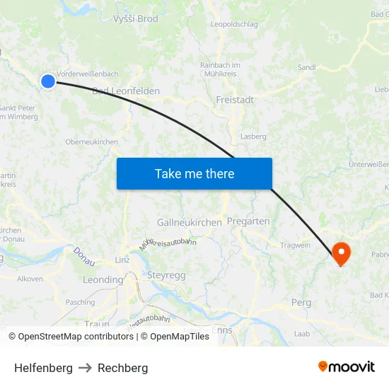 Helfenberg to Rechberg map