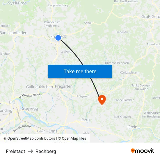 Freistadt to Rechberg map