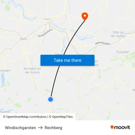 Windischgarsten to Rechberg map