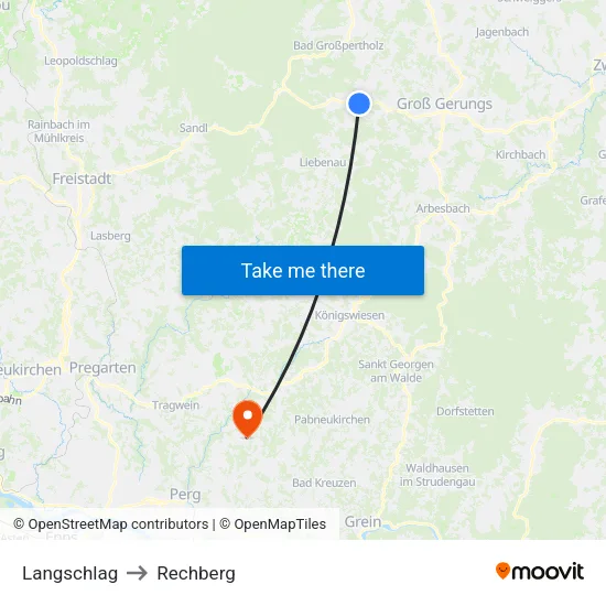 Langschlag to Rechberg map