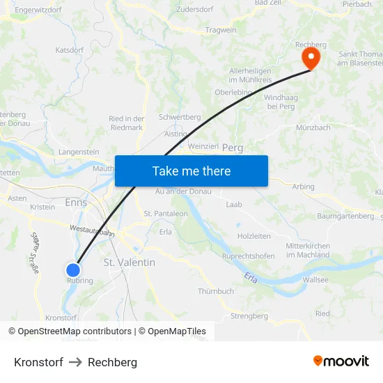 Kronstorf to Rechberg map