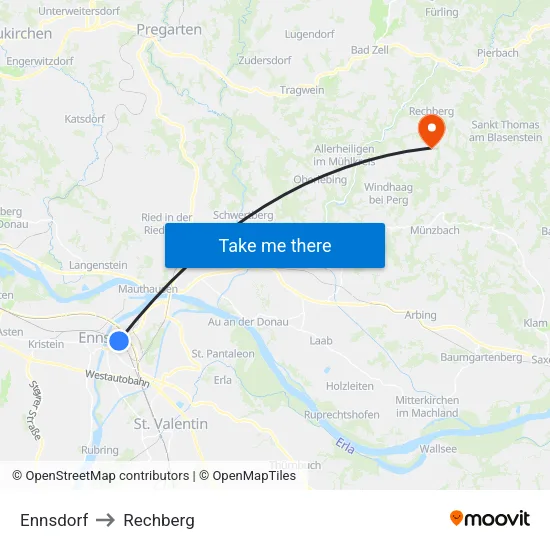 Ennsdorf to Rechberg map