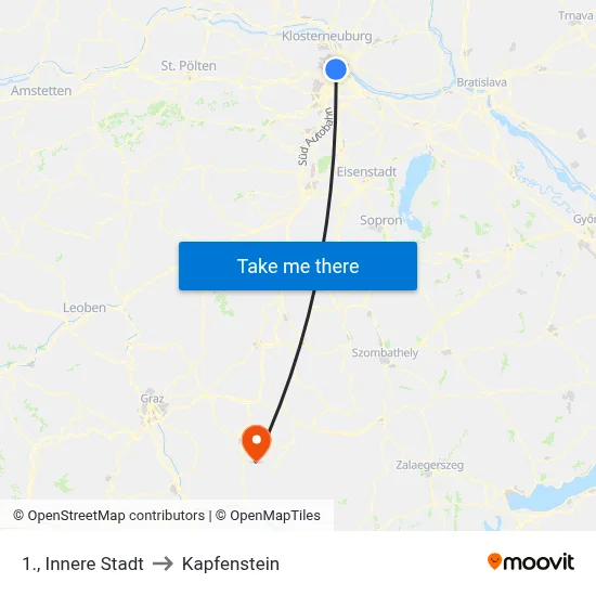 1., Innere Stadt to Kapfenstein map
